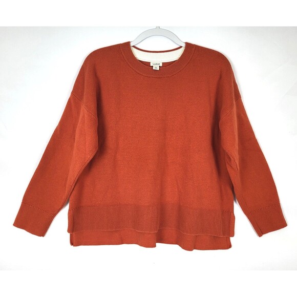 LL Bean Wicked Soft Sweater Cotton/Cashmere Womens XLP Extra Large Petite Orange - Picture 1 of 5